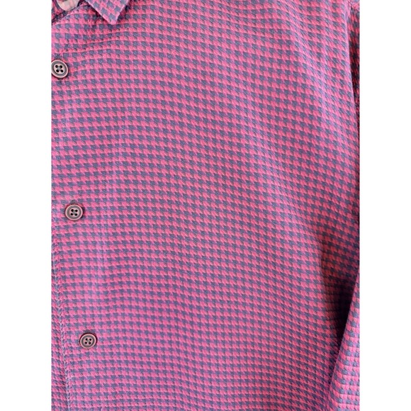Luchiano Visconti Shirt Men XL Maroon Navy Houndstooth Long Sleeve Button Up - Picture 4 of 9
